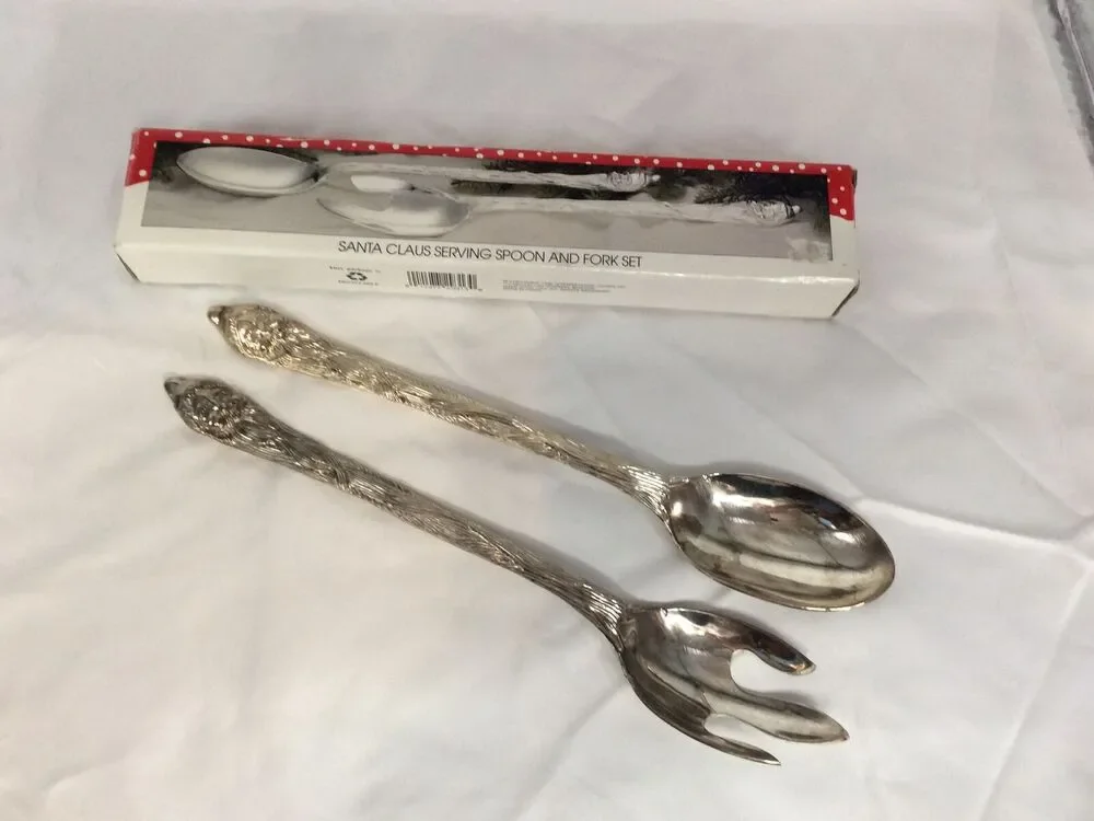 International Silver Co. Christmas Santa Claus Serving Spoon & Fork Set